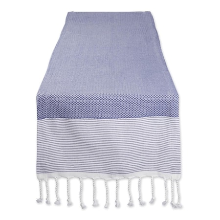 Fastfood 15 x 108 in. French Blue Bordered Dobby Table Runner FA2567953